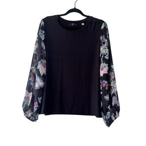 Tahari Women's Sheer Long Sleeve Pullover Blouse Top‎ Size 1X